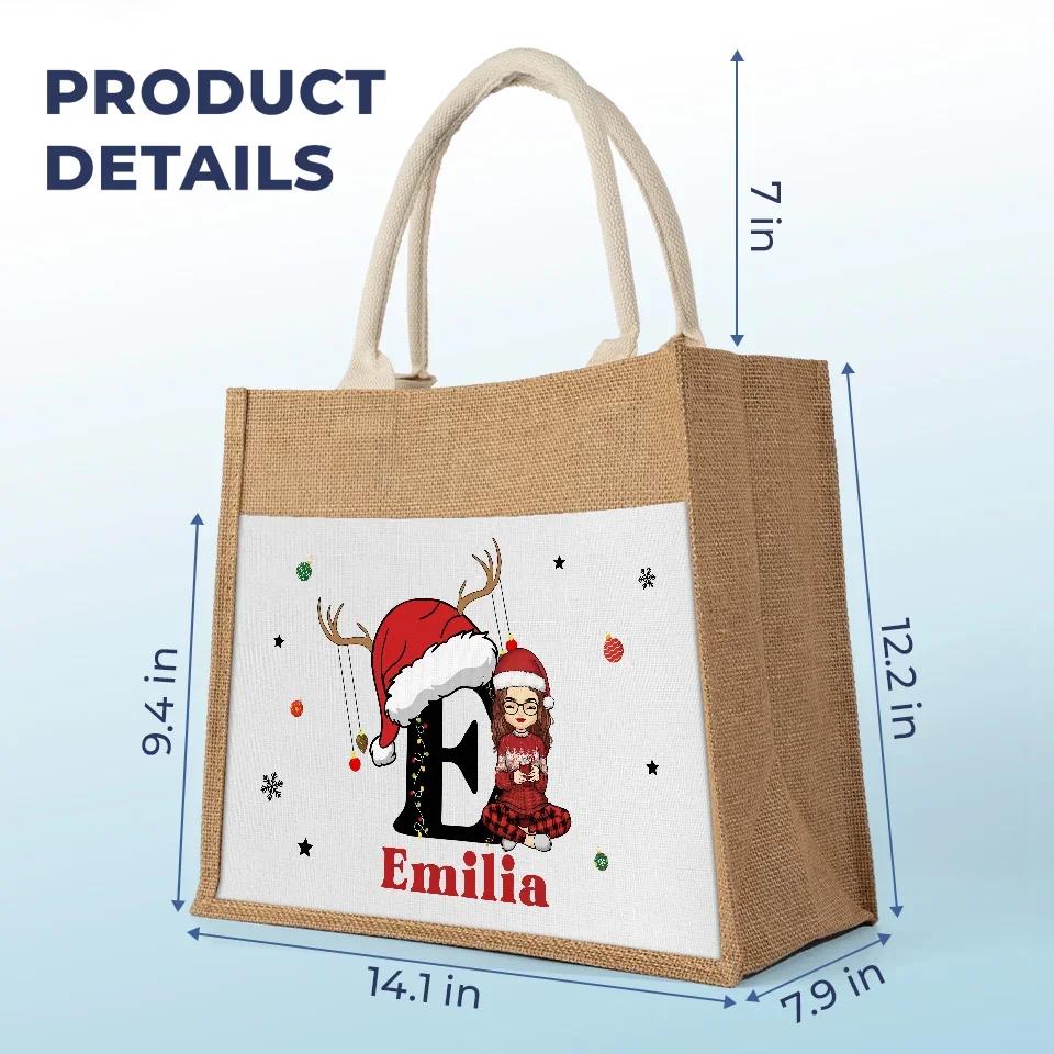 All I Want For Christmas Is To Be With My Family - Family Personalized Custom Tote Gift Bags, Jute Tote Bags, Beach Bags - Christmas Gift For Family Members - Image 5
