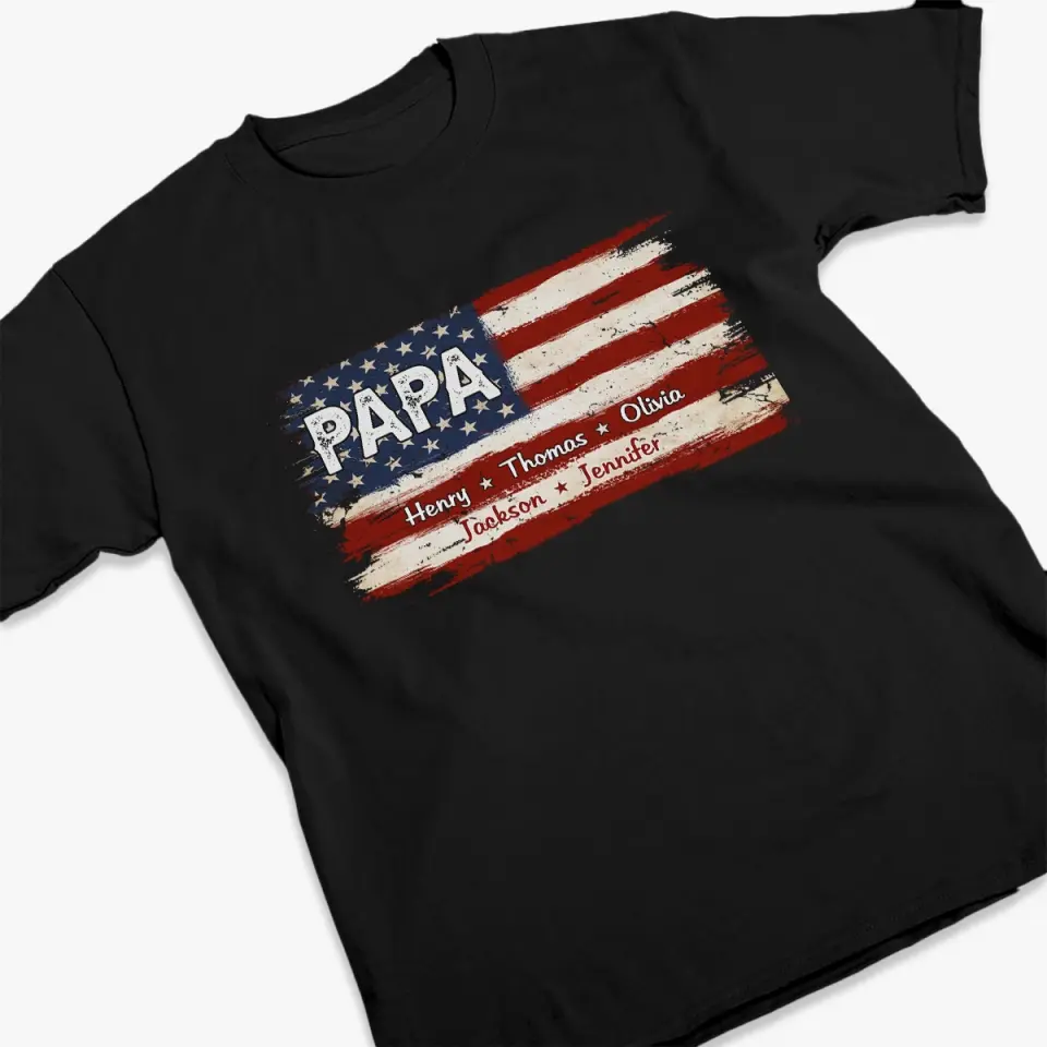 Always Proud To Be American - Family Personalized Custom Unisex T-shirt, Hoodie, Sweatshirt - Gift For Dad, Grandpa - Image 3