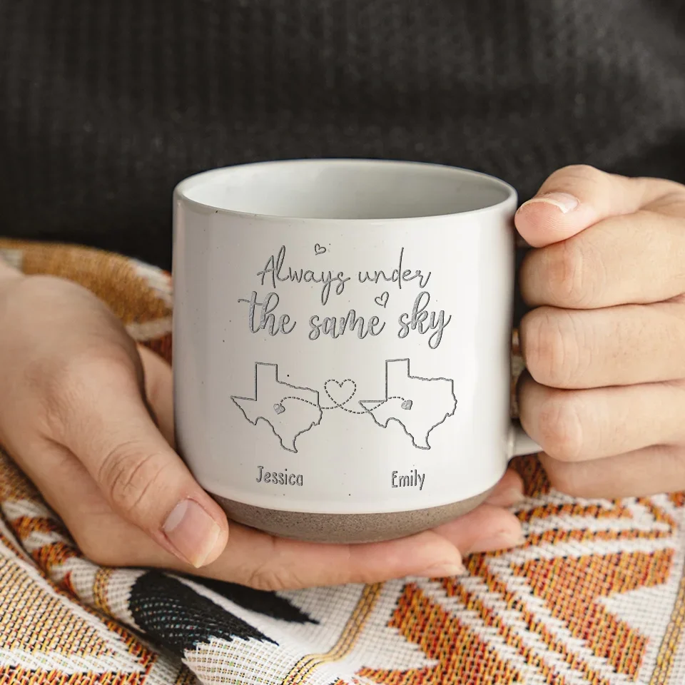 Always Under The Same Sky - Bestie Personalized Custom Pottery Mug - Gift For Best Friends, BFF, Sisters - Image 3