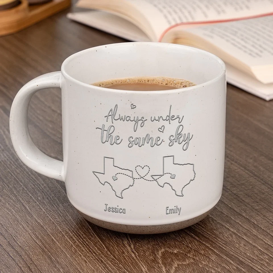 Always Under The Same Sky - Bestie Personalized Custom Pottery Mug - Gift For Best Friends, BFF, Sisters - Image 4