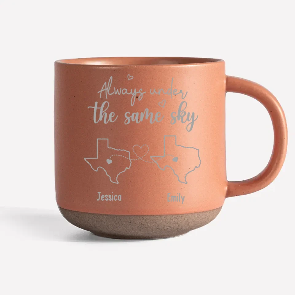 Always Under The Same Sky - Bestie Personalized Custom Pottery Mug - Gift For Best Friends, BFF, Sisters - Image 8