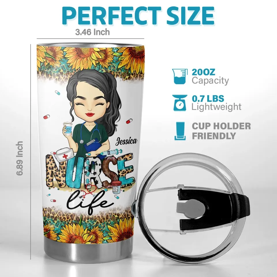 An Angel With A Stethoscope - Nurse Personalized Custom Tumbler - Appreciation, Thank You Gift, Nurse Life - Image 3