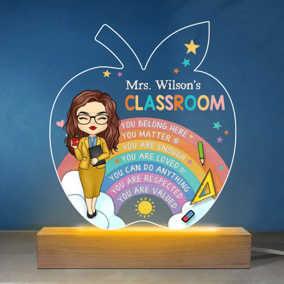 An Apple For The Teacher - Teacher Personalized Custom Shaped 3D LED Light - Gift For Teacher - Image 2