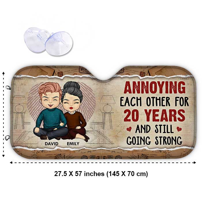Annoying Each Other - Personalized Auto Sunshade - Gift For Couples, Husband Wife - Image 3