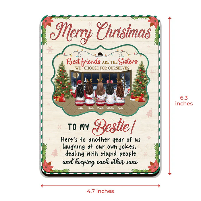 Another Year Of Us Laughing At Our Own Jokes - Personalized Custom Christmas Wooden Card With Pop Out Ornament - Gift For Bestie, Best Friend, Sister, Birthday Gift For Bestie And Friend, Christmas Gift - Image 3