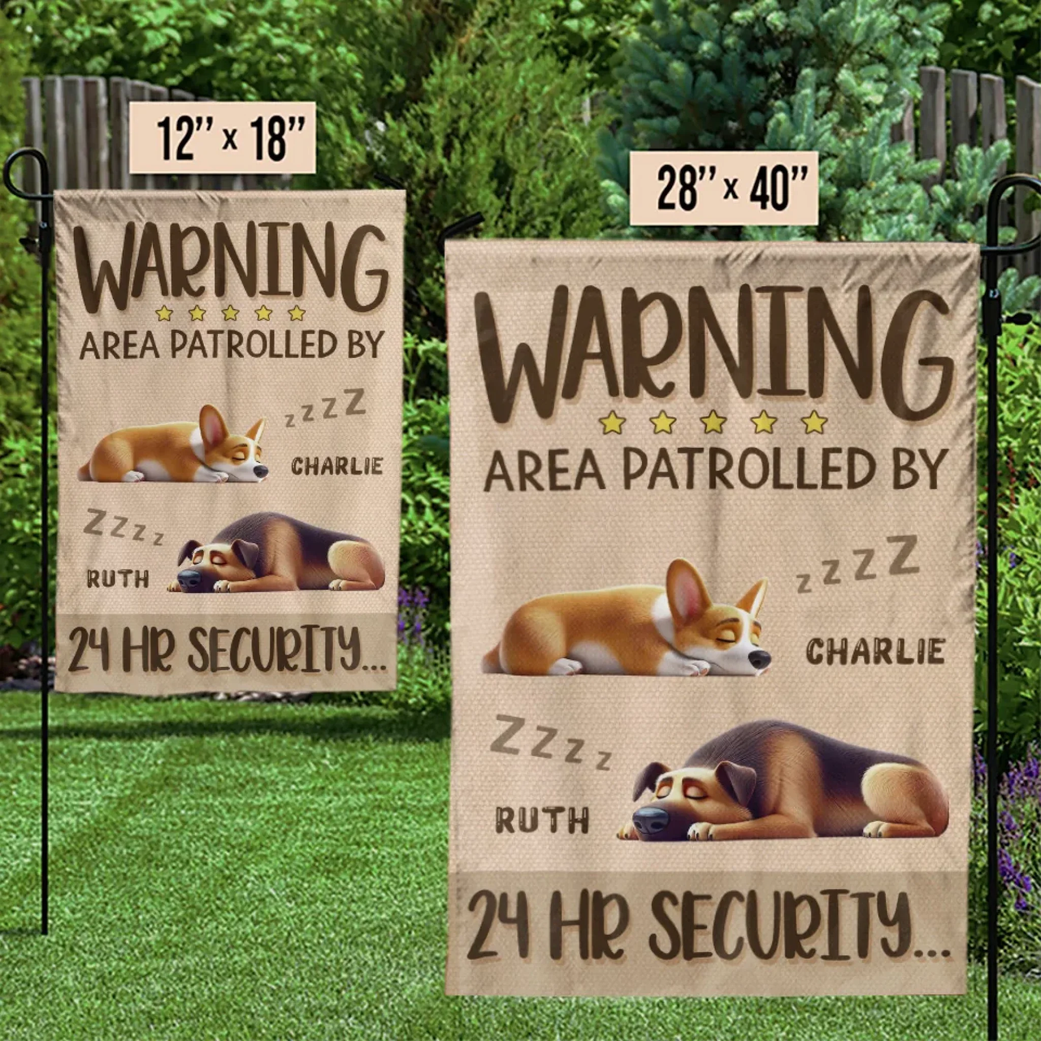Area Patrolled By 24Hr Security - Dog Personalized Custom Flag - Gift For Pet Owners, Pet Lovers - Image 3
