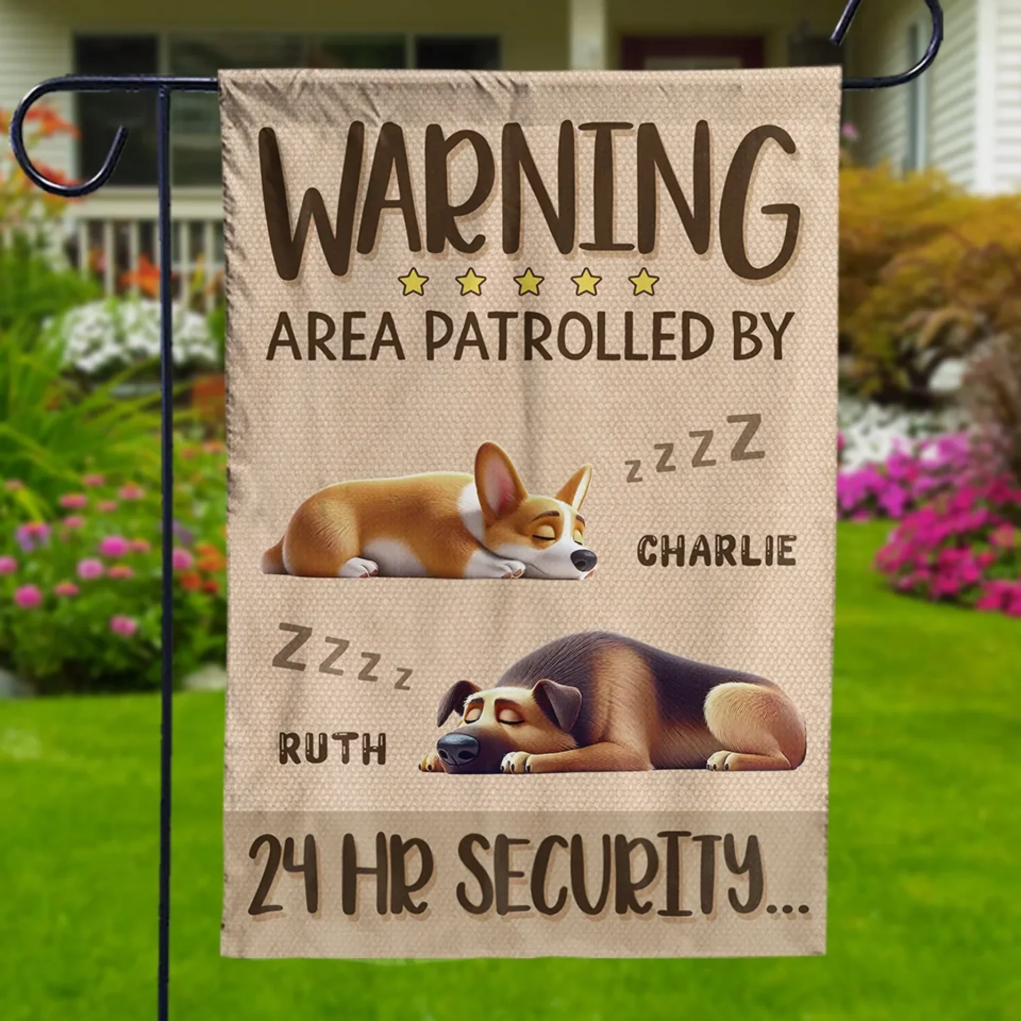 Area Patrolled By 24Hr Security - Dog Personalized Custom Flag - Gift For Pet Owners, Pet Lovers - Image 4