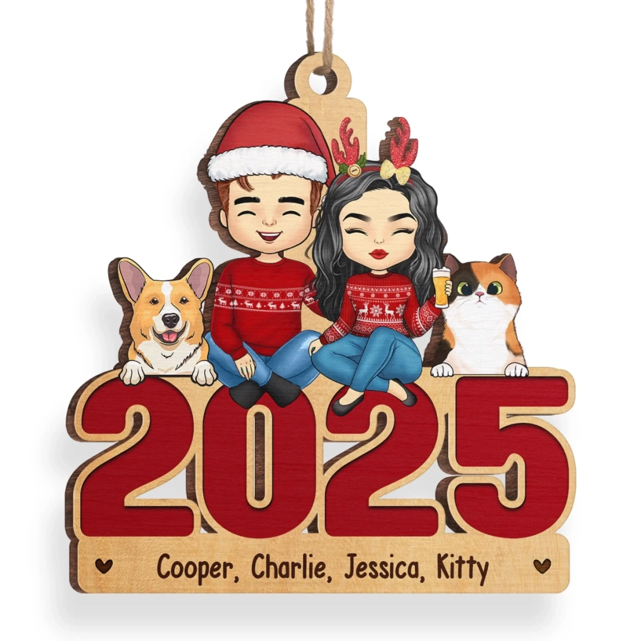 At Christmas, All Roads Lead Home - Family Personalized Custom Ornament - Wood Custom Shaped - Christmas Gift For Family Members, Pet Owners, Pet Lovers - Image 3