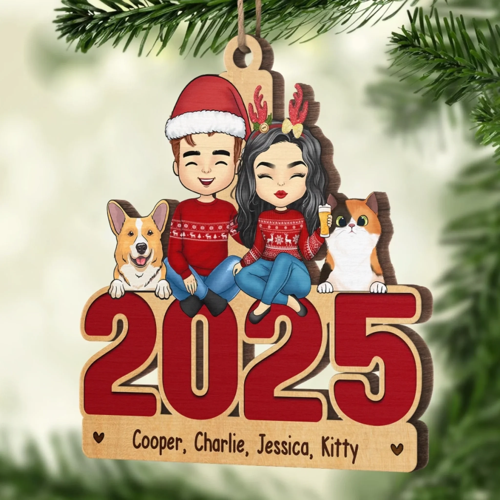 At Christmas, All Roads Lead Home - Family Personalized Custom Ornament - Wood Custom Shaped - Christmas Gift For Family Members, Pet Owners, Pet Lovers - Image 5