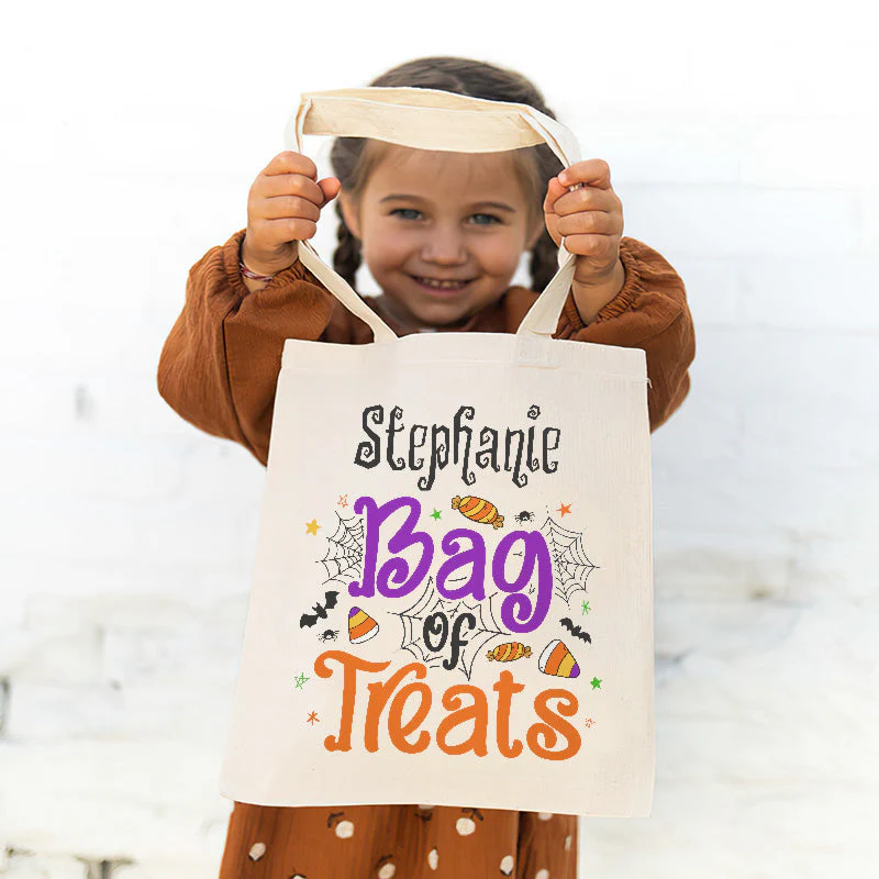 Bag Of Treats - Family Personalized Custom Tote Bag - Halloween Gift For Kid - Image 2