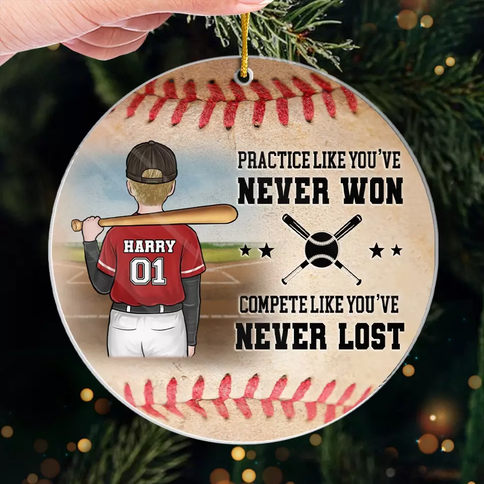 Baseball Is A Game Of Inches - Family Personalized Custom Ornament - Acrylic Custom Shaped - Christmas Gift For Family Members, Baseball Players, Baseball Lovers - Image 4