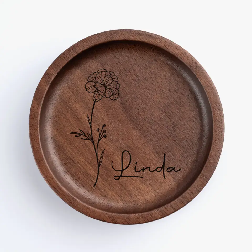 Because Of You, I Laugh A Little Harder - Bestie Personalized Custom Wooden Jewelry Dish - Gift For Best Friends, BFF, Sisters - Image 2
