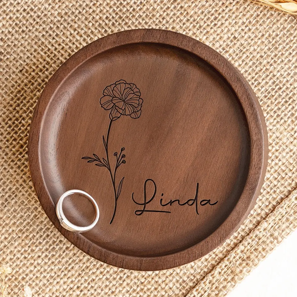 Because Of You, I Laugh A Little Harder - Bestie Personalized Custom Wooden Jewelry Dish - Gift For Best Friends, BFF, Sisters - Image 3