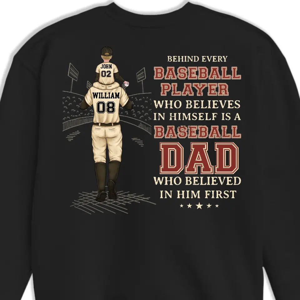 Behind Every Baseball Player - Family Personalized Custom Back Printed Unisex T-shirt, Hoodie, Sweatshirt - Gift For Dad, Sport Lovers, Sport Players - Image 5