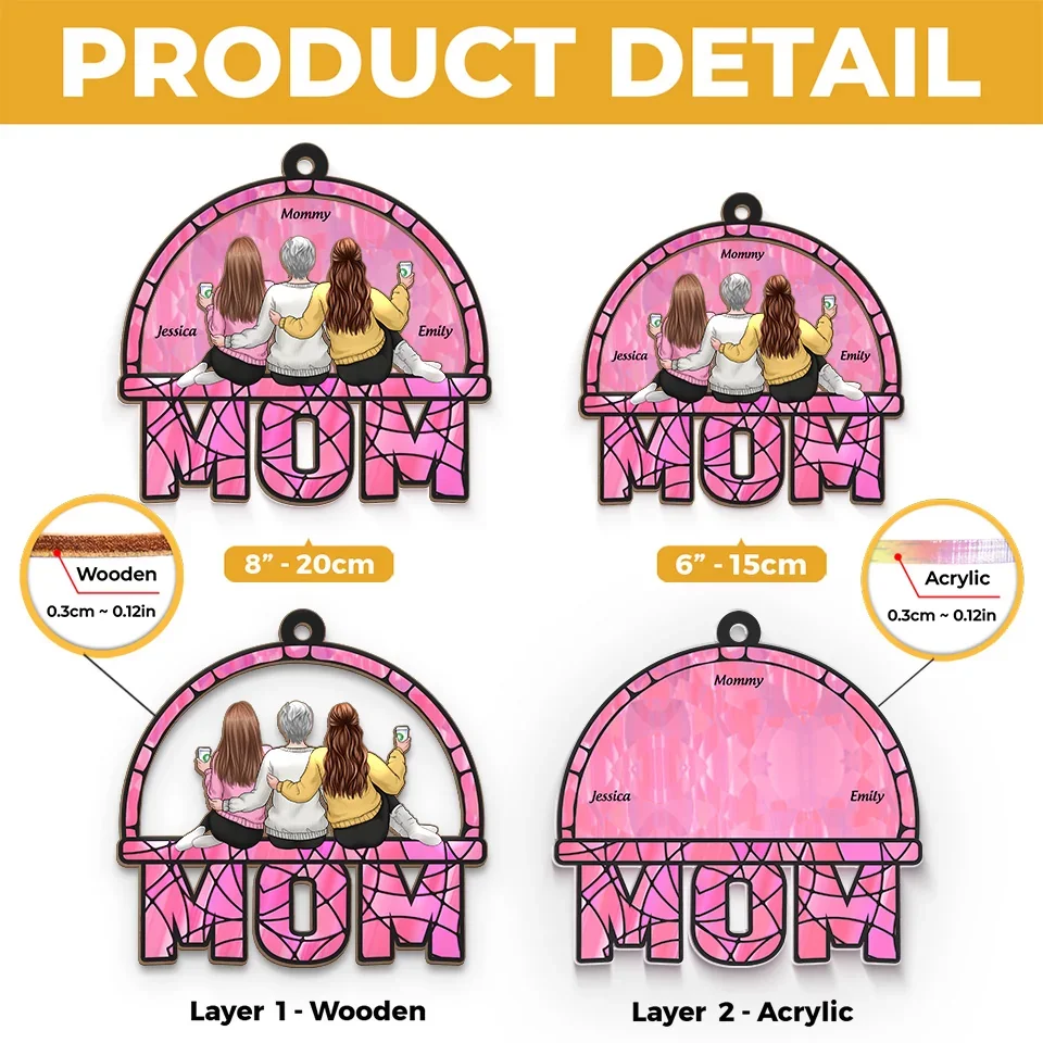 Behind Every Great Daughter Is An Amazing Mom - Family Personalized Window Hanging Suncatcher - Gift For Mom, Daughter - Image 5