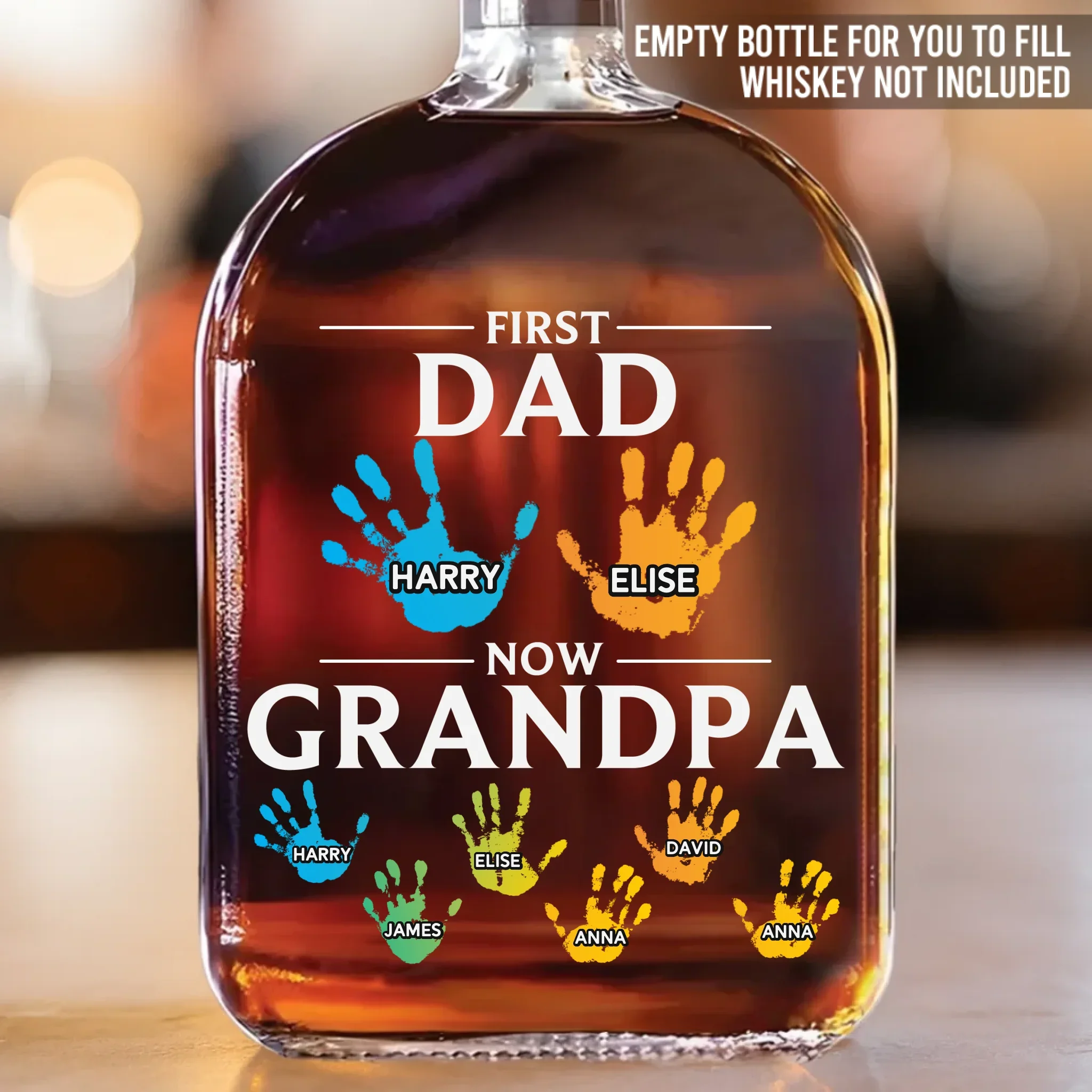 Behind Every Great Family Is A Grandpa Who Was Once A Great Dad - Family Personalized Custom Whiskey Bottle - Father's Day, Gift For Dad, Grandpa - Image 2