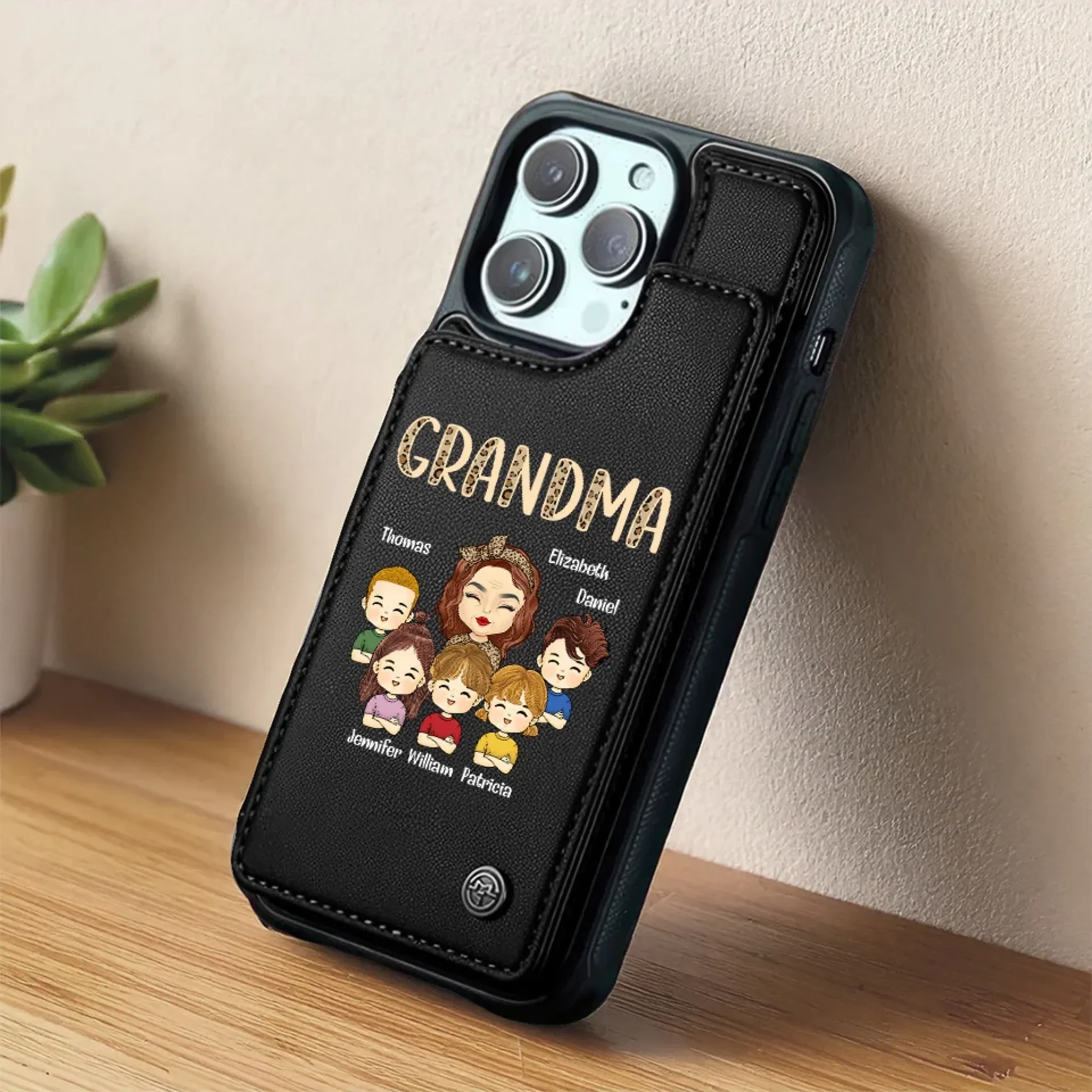 Behind Every Happy Family Is A Mother Who Gives Her All - Family Personalized Custom Leather Flip Wallet Phone Case - Mother's Day Gift For Mom, Grandma - Image 5