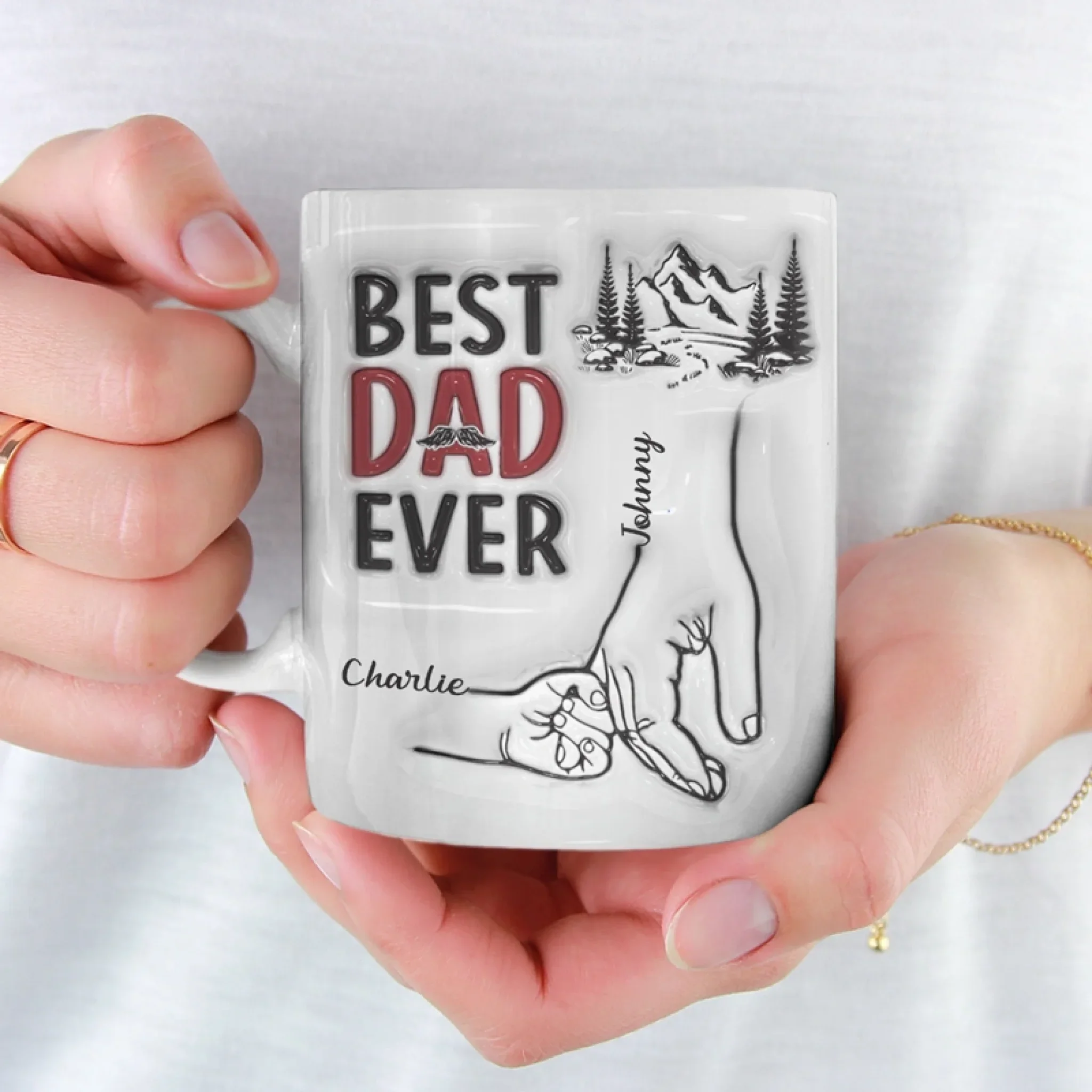 Best Daddy Ever - Family Personalized Custom 3D Inflated Effect Printed Mug - Father's Day, Gift For Dad, Grandpa - Image 2