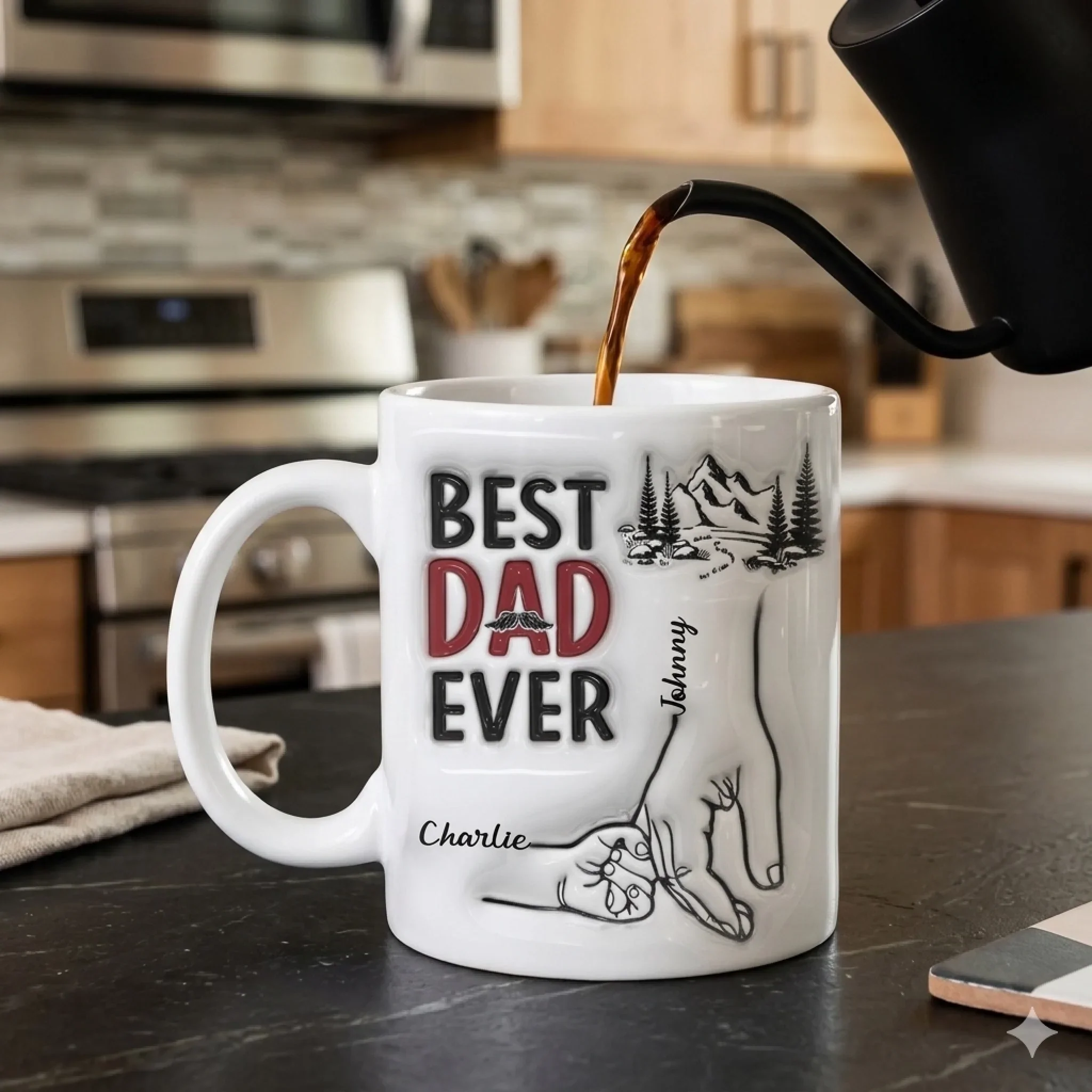Best Daddy Ever - Family Personalized Custom 3D Inflated Effect Printed Mug - Father's Day, Gift For Dad, Grandpa - Image 3