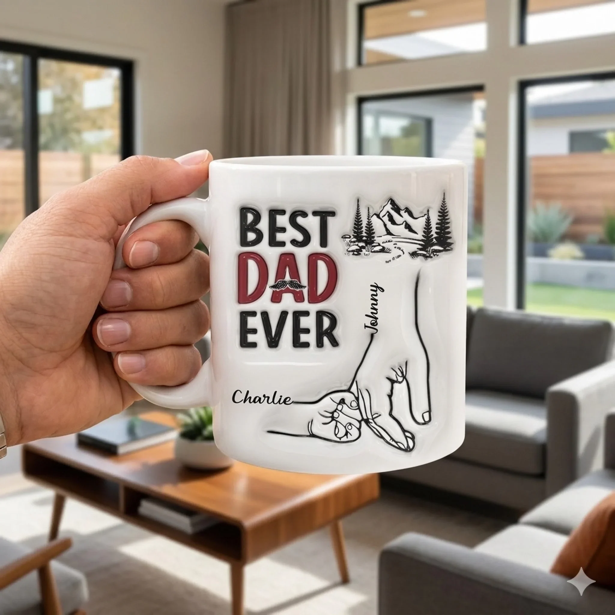 Best Daddy Ever - Family Personalized Custom 3D Inflated Effect Printed Mug - Father's Day, Gift For Dad, Grandpa - Image 4