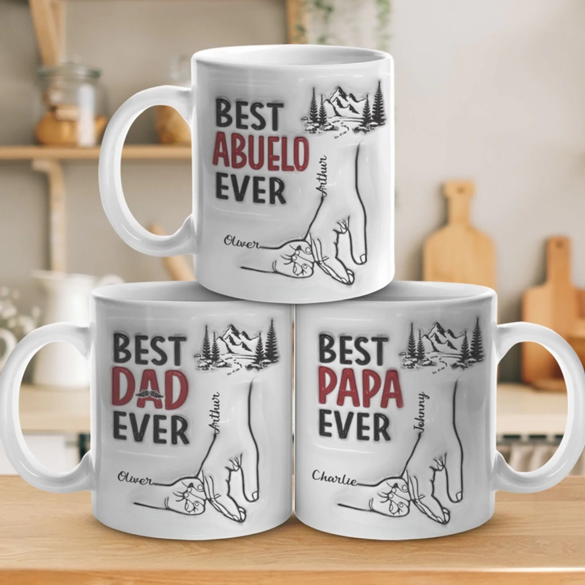 Best Daddy Ever - Family Personalized Custom 3D Inflated Effect Printed Mug - Father's Day, Gift For Dad, Grandpa - Image 5