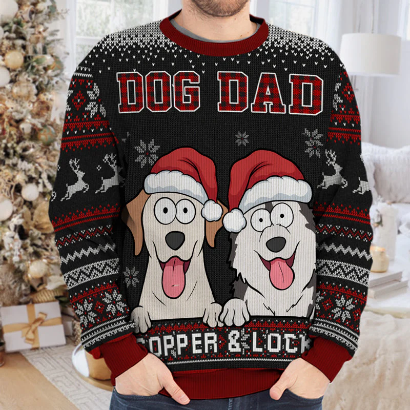 Best Dog Dad Ever - Dog Personalized Custom Ugly Sweatshirt - Unisex Wool Jumper - Christmas Gift For Pet Owners, Pet Lovers - Image 2