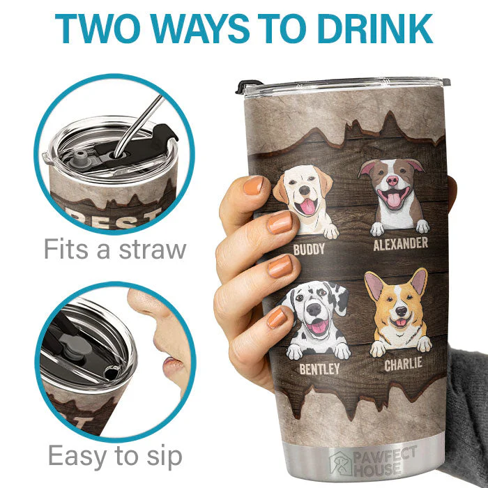 Best Dog Dad Ever - Personalized Tumbler - Gift For Dog Lovers, Dog Owners, Dog Gift, Gift For Pet Lovers - Image 3