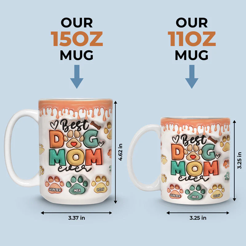 Best Dog Mom Dad Ever - Dog & Cat Personalized Custom 3D Inflated Effect Printed Mug - Christmas Gift For Pet Owners, Pet Lovers - Image 6