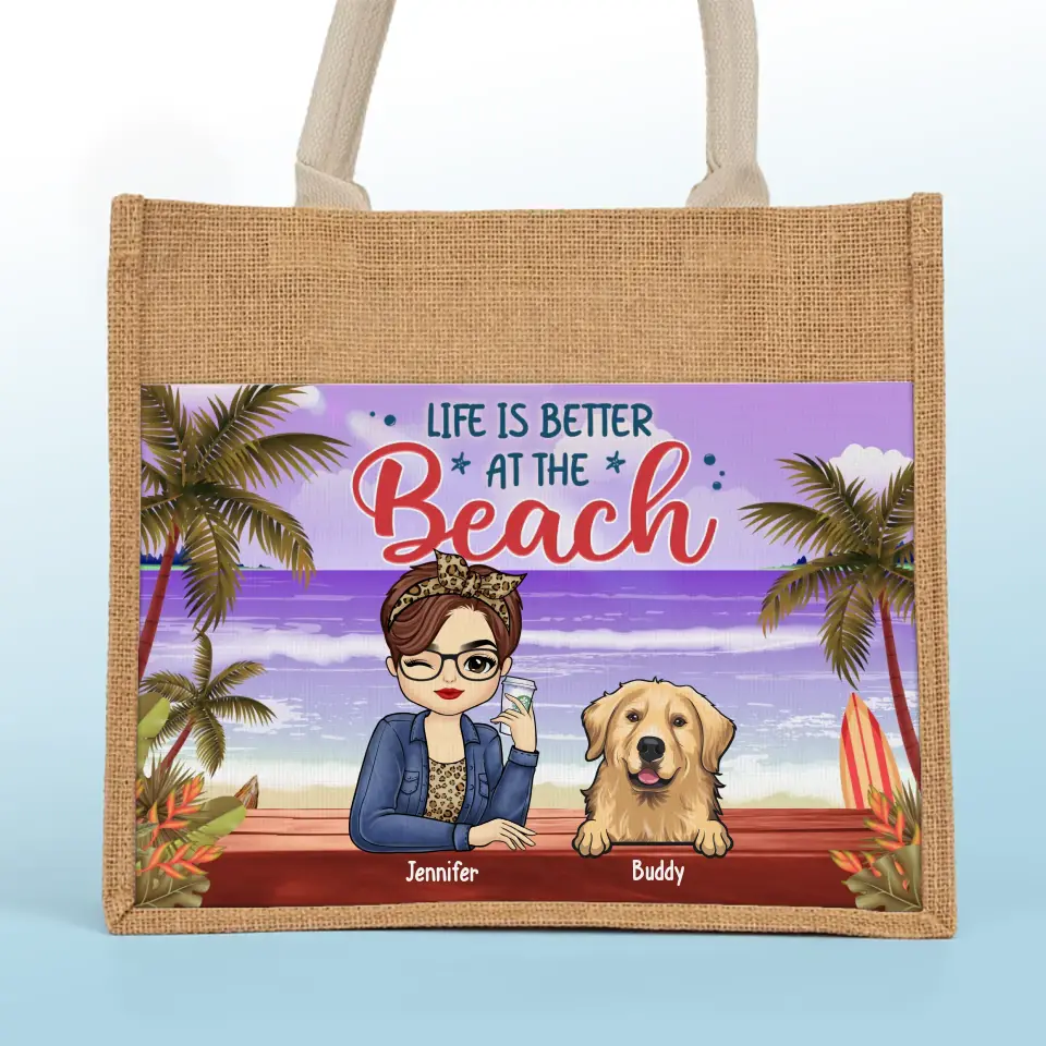 Best Dog Mom Ever - Dog Personalized Custom Tote Gift Bags, Jute Tote Bags, Beach Bags - Gift For Pet Owners, Pet Lovers - Image 2