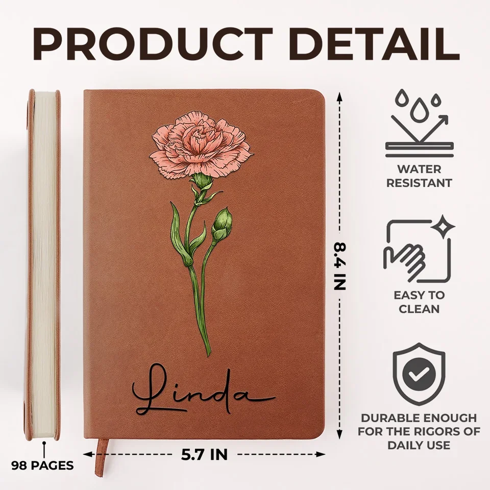 Best Friends Are The Petals Of Life’s Beauty - Bestie Personalized Custom Leather Journal - Gift For Best Friends, BFF, Sisters - Image 5