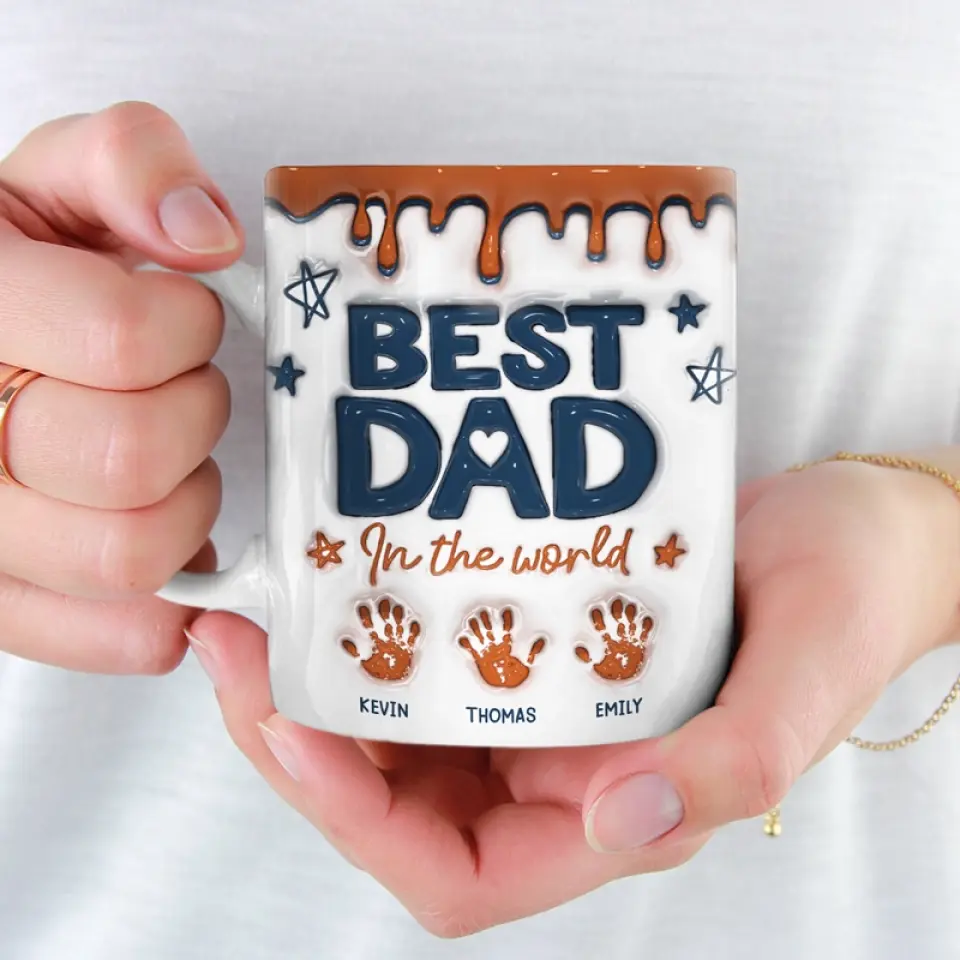 Best Grandpa In The World - Family Personalized Custom 3D Inflated Effect Printed Mug - Father's Day, Gift For Dad, Grandpa - Image 3
