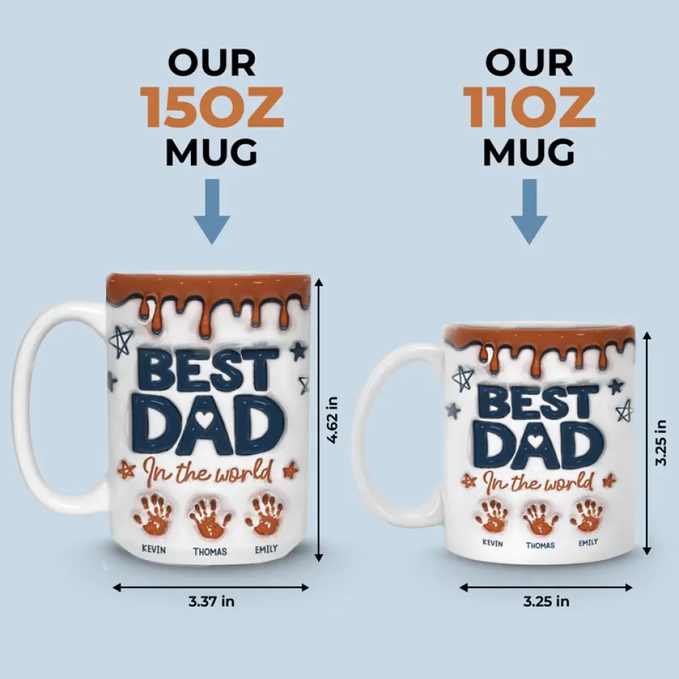 Best Grandpa In The World - Family Personalized Custom 3D Inflated Effect Printed Mug - Father's Day, Gift For Dad, Grandpa - Image 5