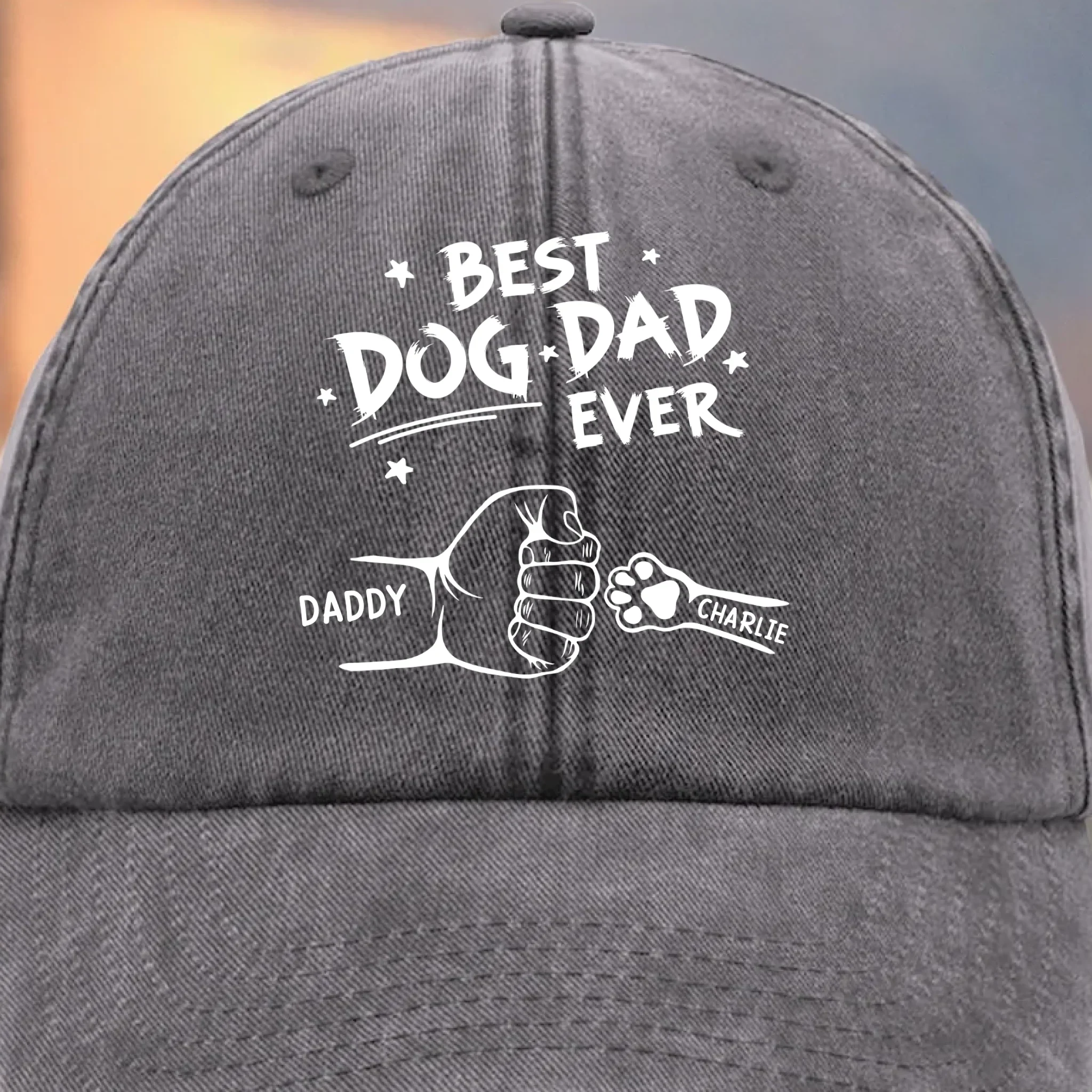 Best Hugs Come With Fur - Dog & Cat Personalized Custom Vintage Washed Denim Baseball Cap - Father's Day, Gift For Dad, Pet Owners, Pet Lovers - Image 5
