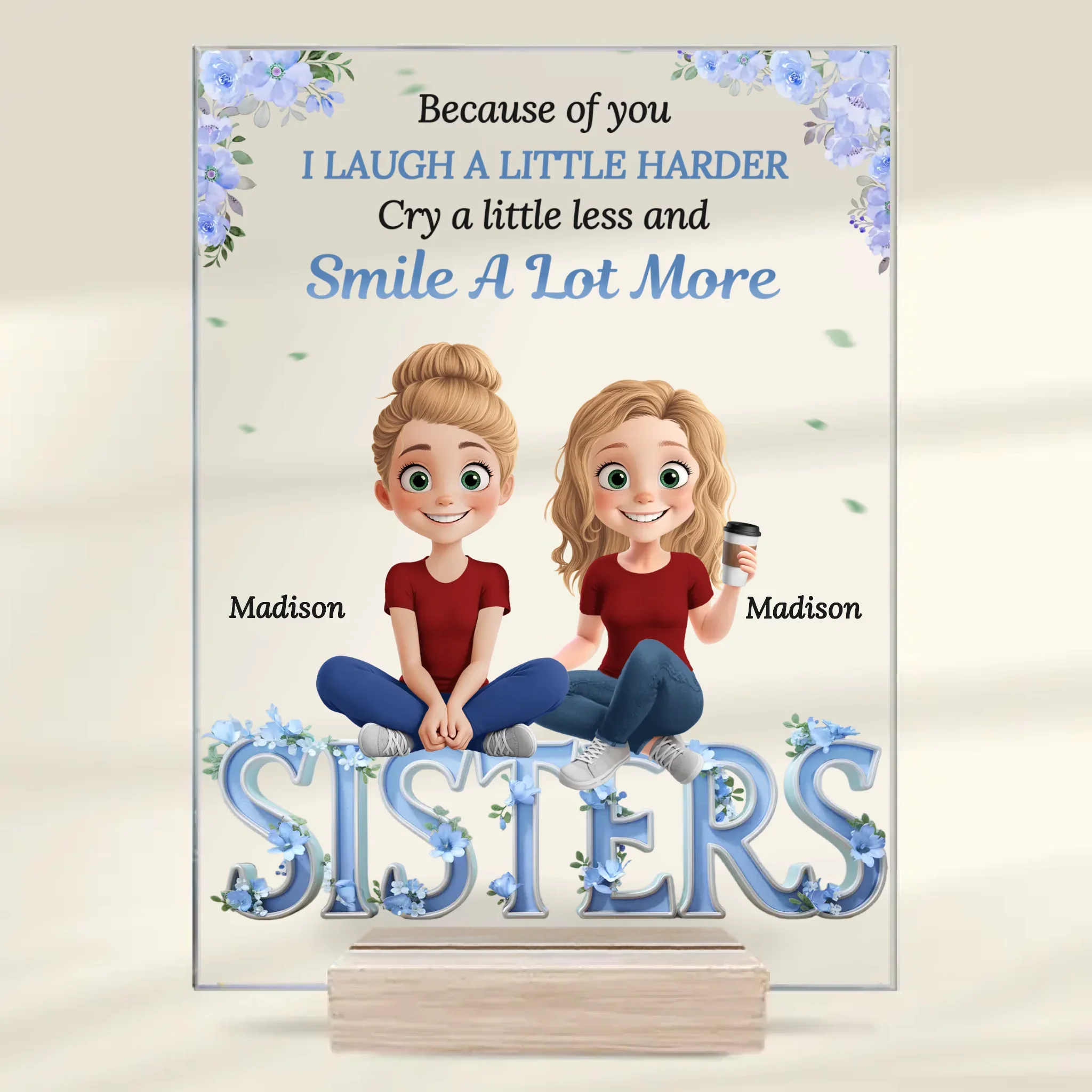 Besties Make The World A Happier Place - Bestie Personalized Custom Rectangle Shaped Acrylic Plaque - Gift For Best Friends, BFF, Sisters - Image 2