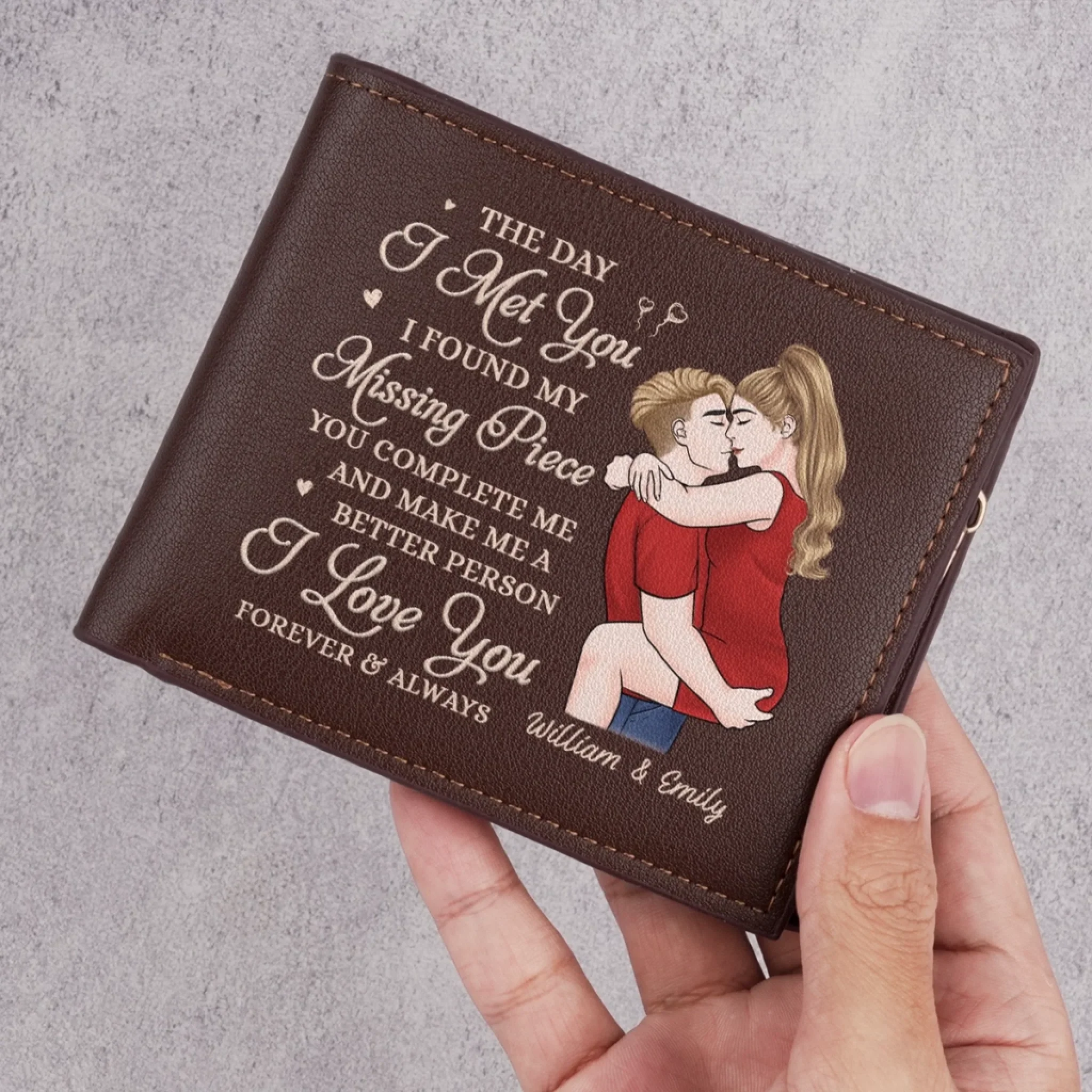 Better With You - Couple Personalized Custom Double-Sided Printed Leather Wallet - Gift For Husband Wife, Anniversary - Image 5