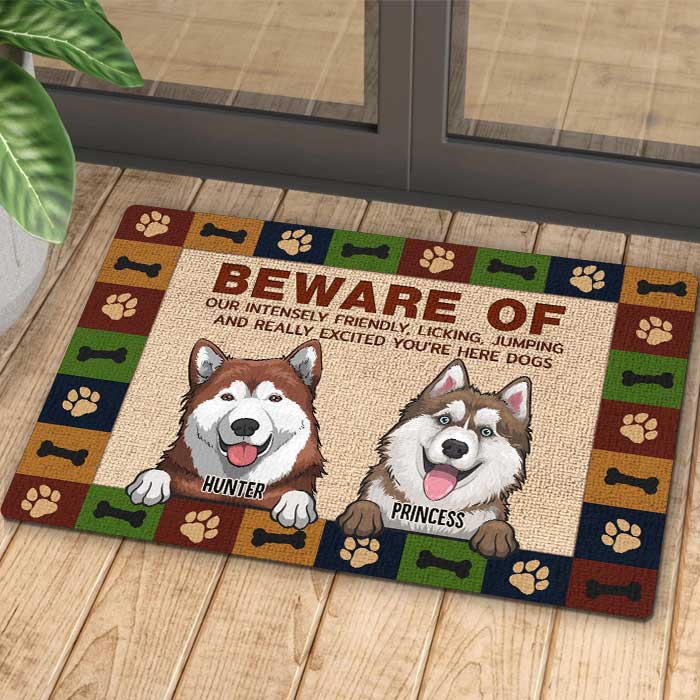 Beware Of Our Intensely - Personalized Decorative Mat - Gift For Dog Lovers, Dog Owners, Dog Gift, Gift For Pet Lovers - Image 4