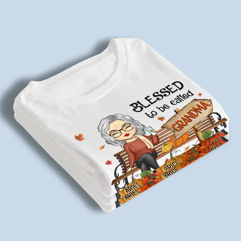 Blessed To Be Called - Family Personalized Custom Unisex T-shirt, Hoodie, Sweatshirt - Autumn Fall Gift For Grandma - Image 3