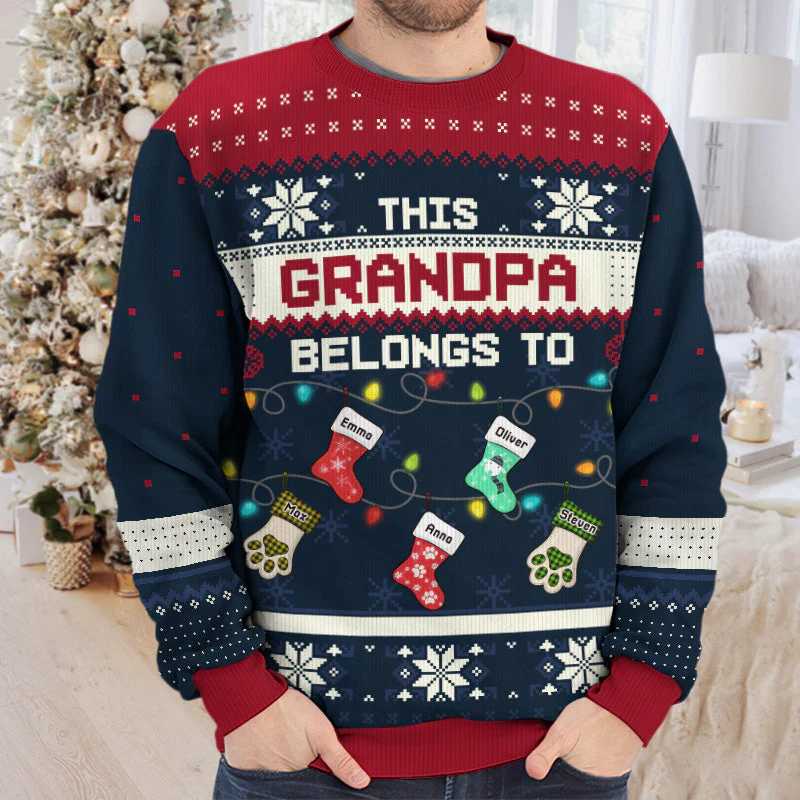 Blessed To Be Called Grandma - Family Personalized Custom Ugly Sweatshirt - Unisex Wool Jumper - Christmas Gift For Grandma - Image 3
