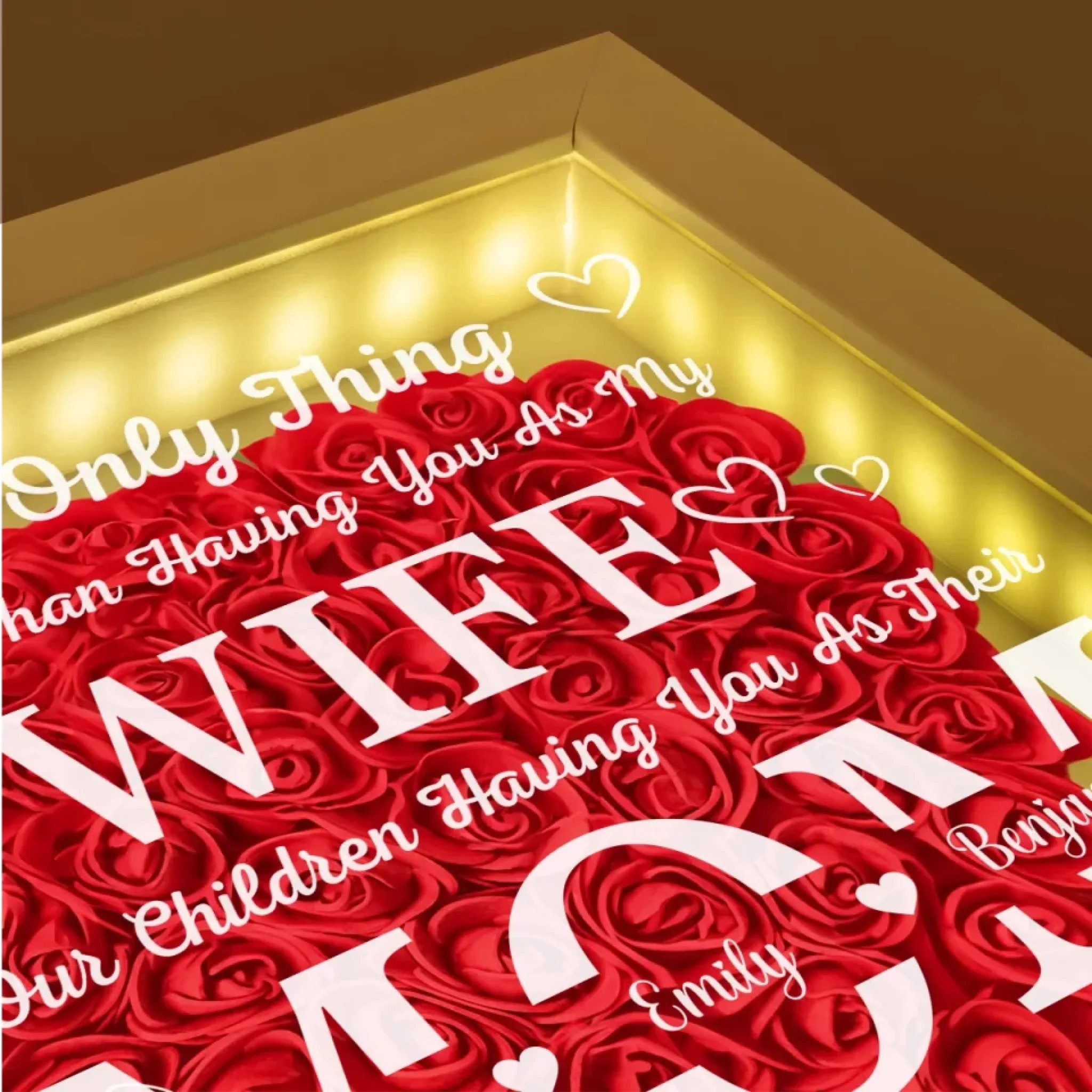 Blessed To Call You My Wife, In Awe Of You As Their Mom - Family Personalized Custom Flower Shadow Box with LED - Mother's Day, Gift For Wife, Anniversary - Image 6