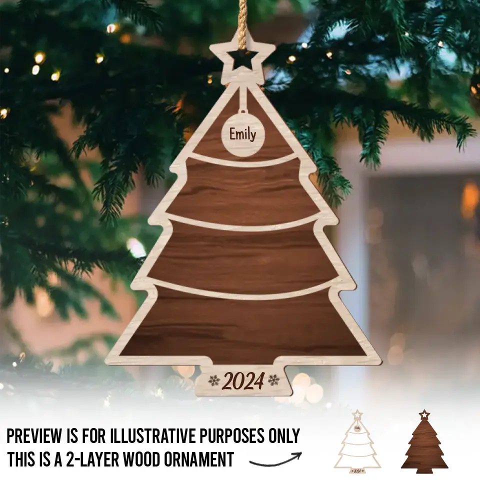 Blessings To Our Family This Holiday Season - Family Personalized Custom Shaped 2 Layered Wood Christmas Ornament - Christmas Gift For Family Members - Image 2