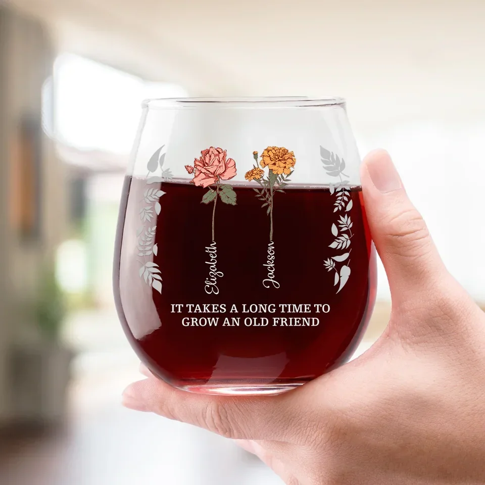 Bloom Where You're Planted, Bestie - Bestie Personalized Custom Wine Glass - Gift For Best Friends, BFF, Sisters - Image 3