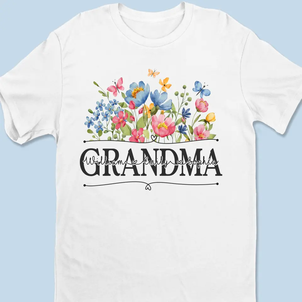 Blossoming Flower Garden For Grandma - Family Personalized Custom Unisex T-shirt, Hoodie, Sweatshirt - Mother's Day, Gift For Mom, Grandma - Image 2