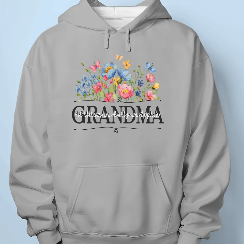 Blossoming Flower Garden For Grandma - Family Personalized Custom Unisex T-shirt, Hoodie, Sweatshirt - Mother's Day, Gift For Mom, Grandma - Image 5