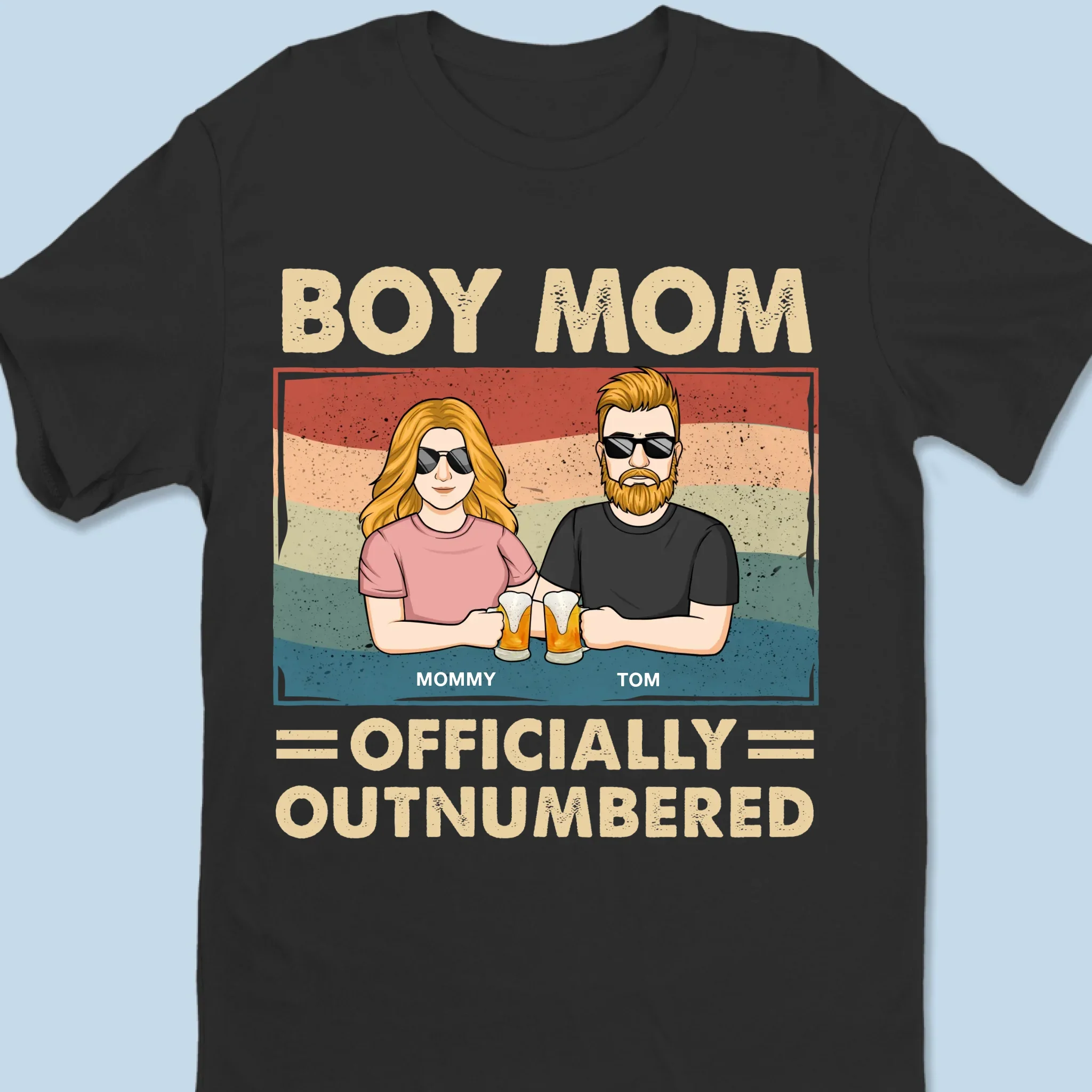 Boy Mom Officially Outnumbered - Family Personalized Custom Unisex T-shirt, Premium T-shirt, Hoodie - Mother's Day Gift For Mom, Son - Image 6