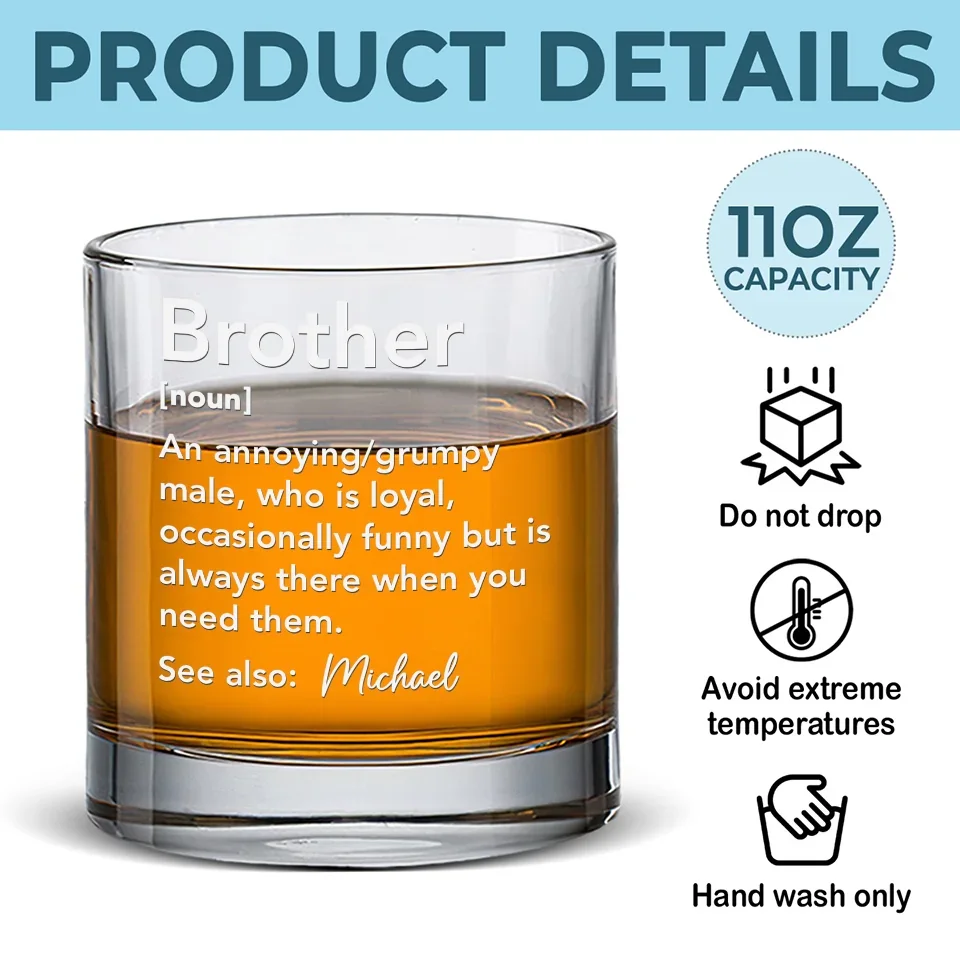 Brother, A Definition That Can’t Be Written - Family Personalized Custom Whiskey Glass - Gift For Family Members - Image 5