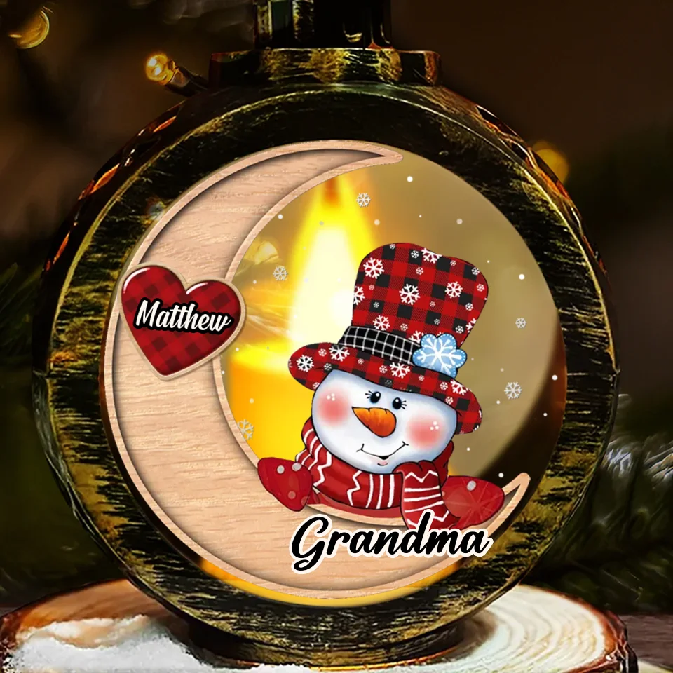 Building Snowmen, Building Bonds - Family Personalized Custom Candlelight Lantern Ornament - Christmas Gift For Family Members - Image 2