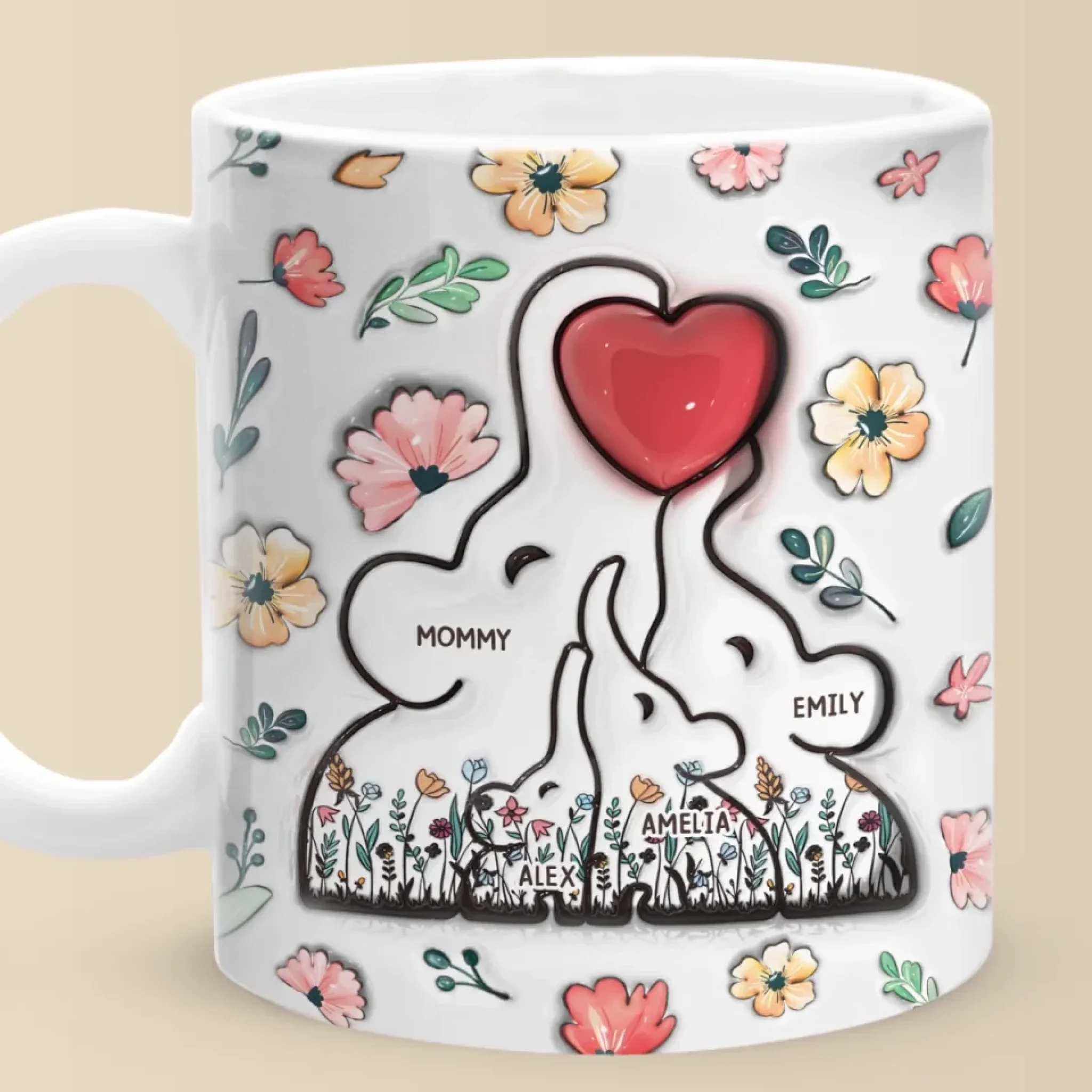 Built With Love, Held By Heart - Family Personalized Custom 3D Inflated Effect Printed Mug - Mother's Day, Gift For Mom, Grandma