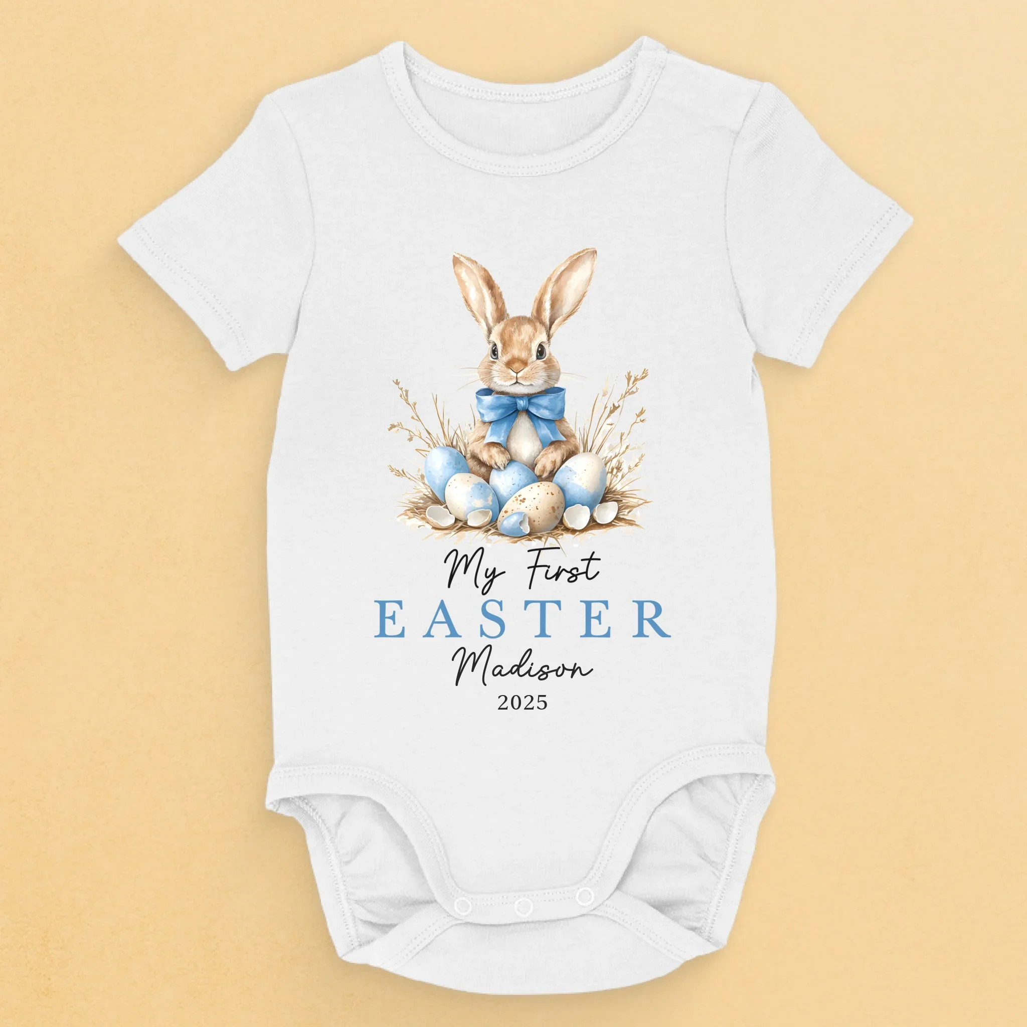 Bunny Bowties & Easter Vibes - Family Personalized Custom Baby Onesie - Easter Gift For Baby Kids, Newborn Baby - Image 2