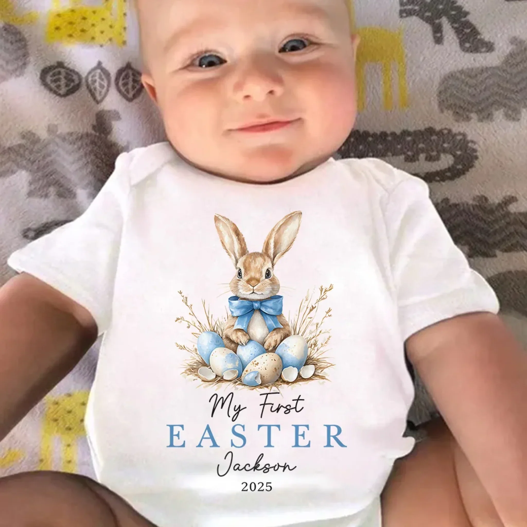 Bunny Bowties & Easter Vibes - Family Personalized Custom Baby Onesie - Easter Gift For Baby Kids, Newborn Baby - Image 4