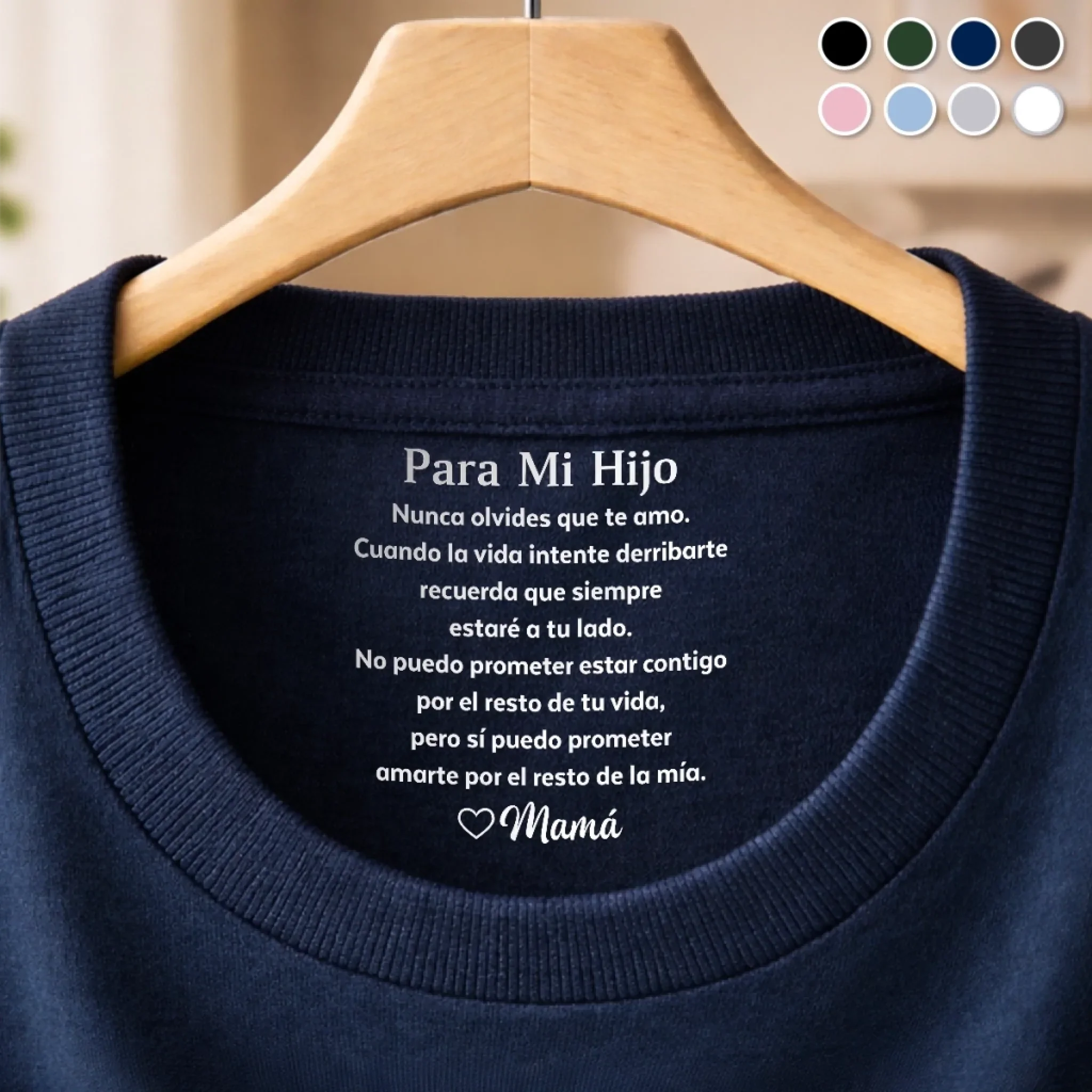 Camiseta Personalizada Con Impresión En El Cuello Interior – Regalos Personalizados Para El Día Del Padre O Cumpleaños Para Mamá E Hijo – La Familia Es El Mayor Regalo